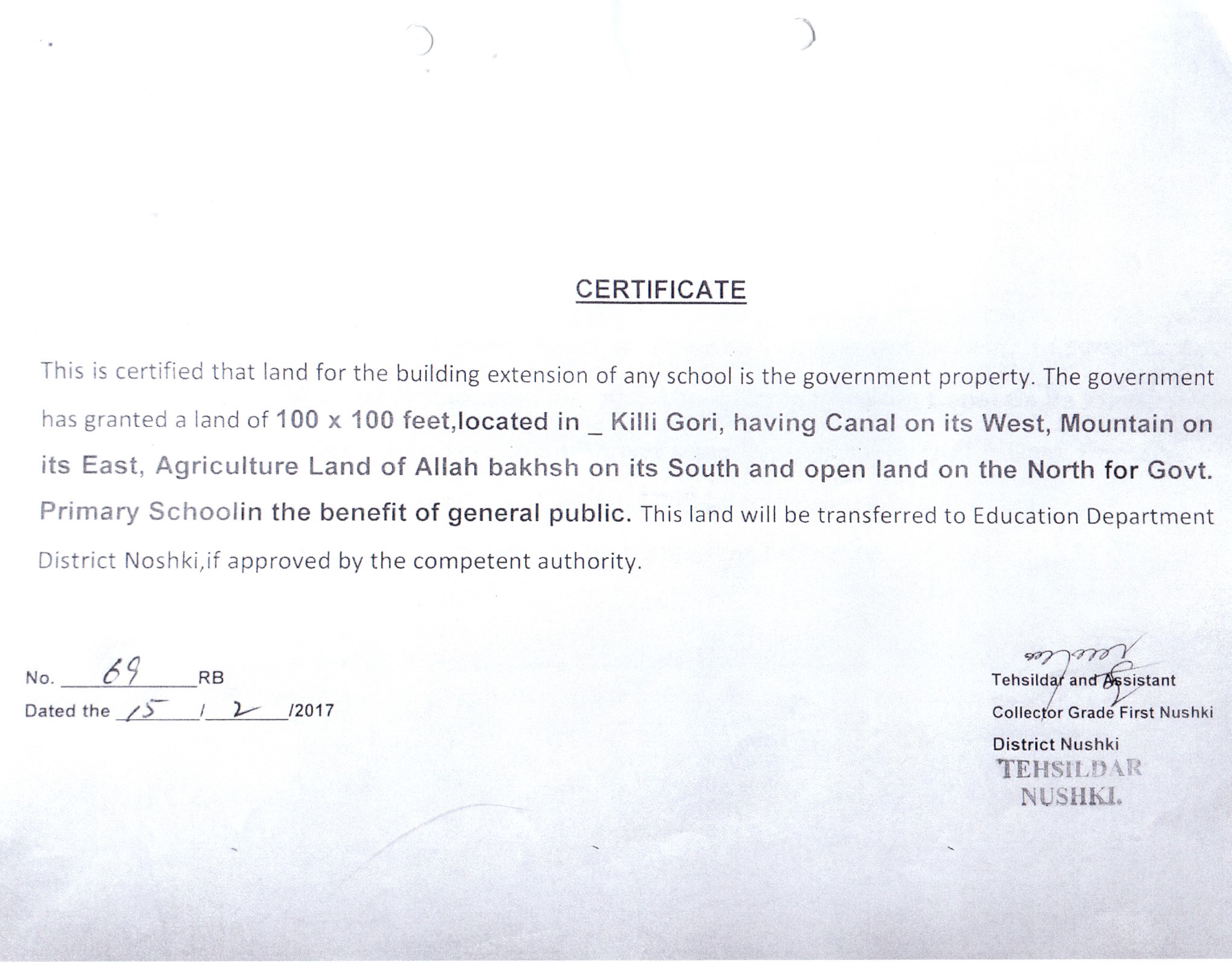 Land Mutation Notification