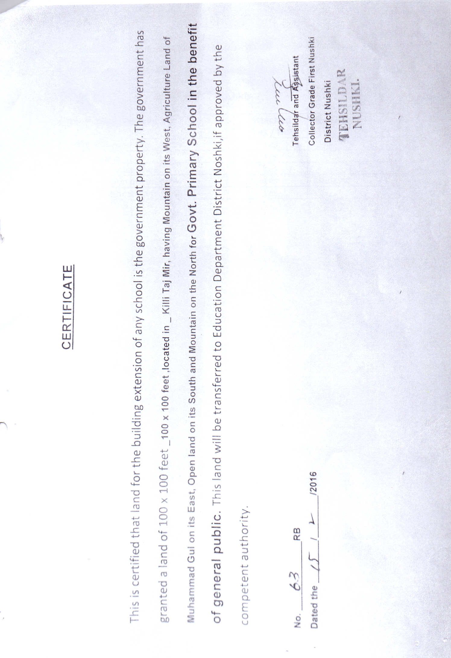 Land Mutation Notification