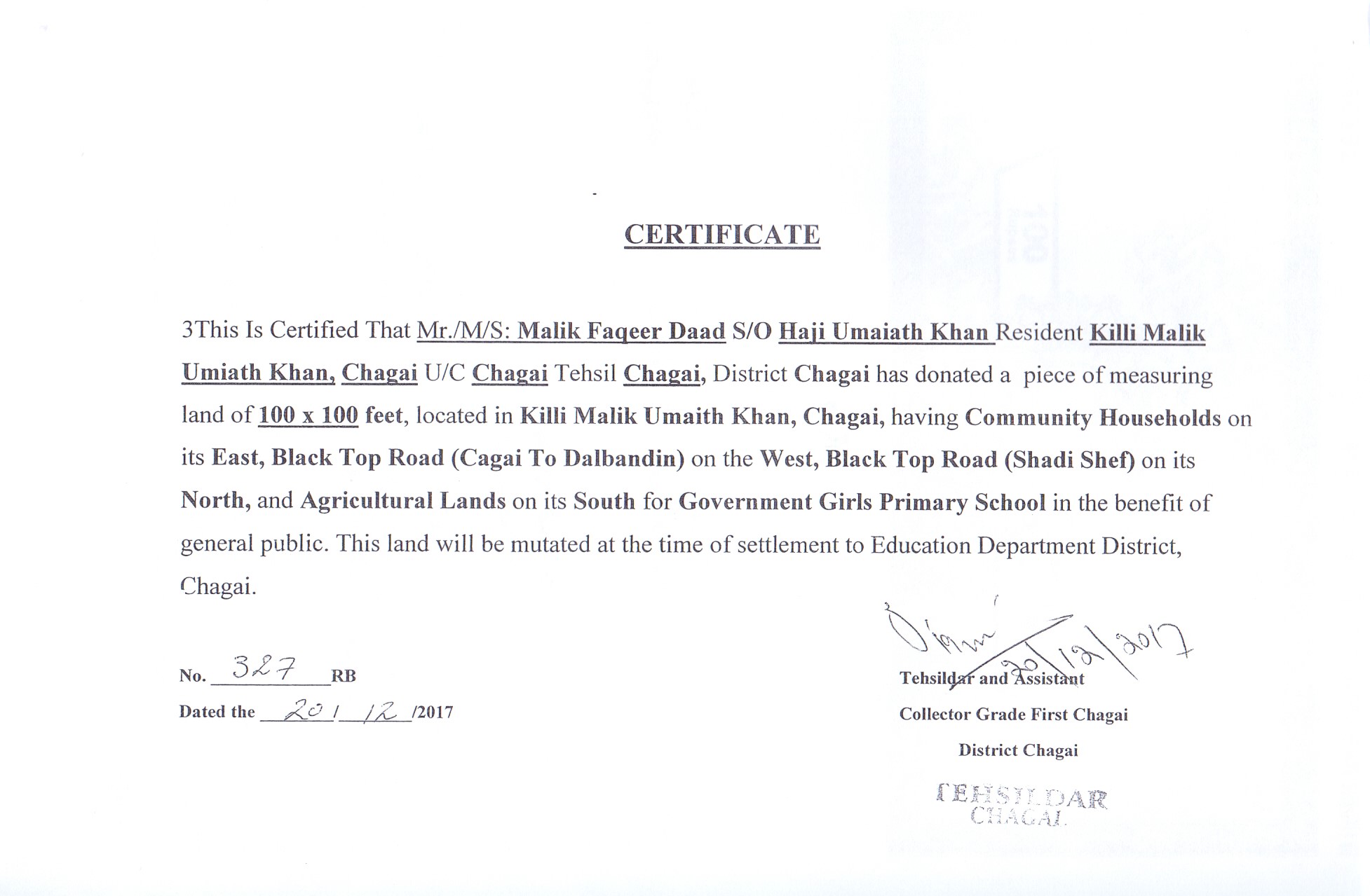 Land Mutation Notification