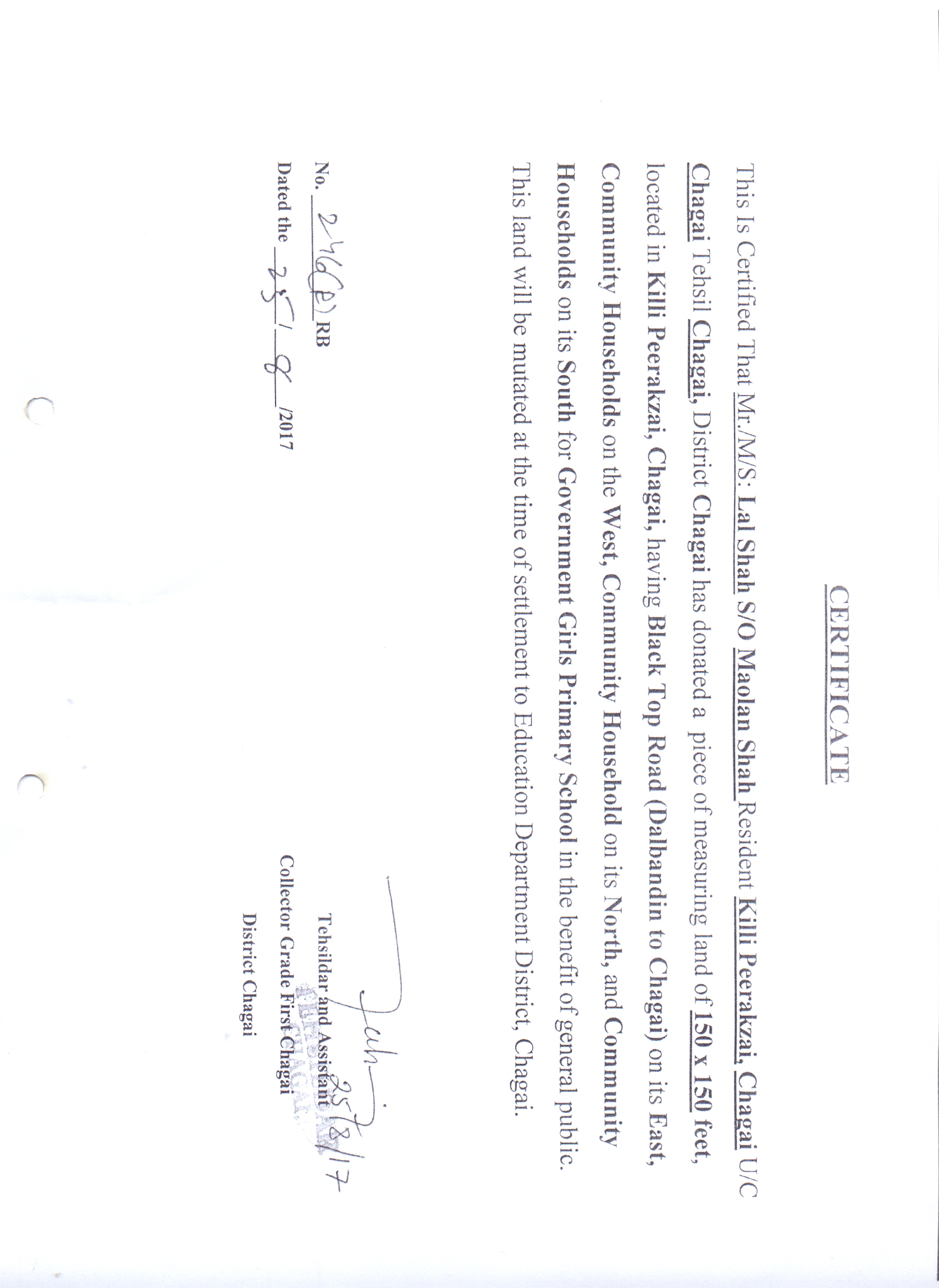 Land Mutation Notification