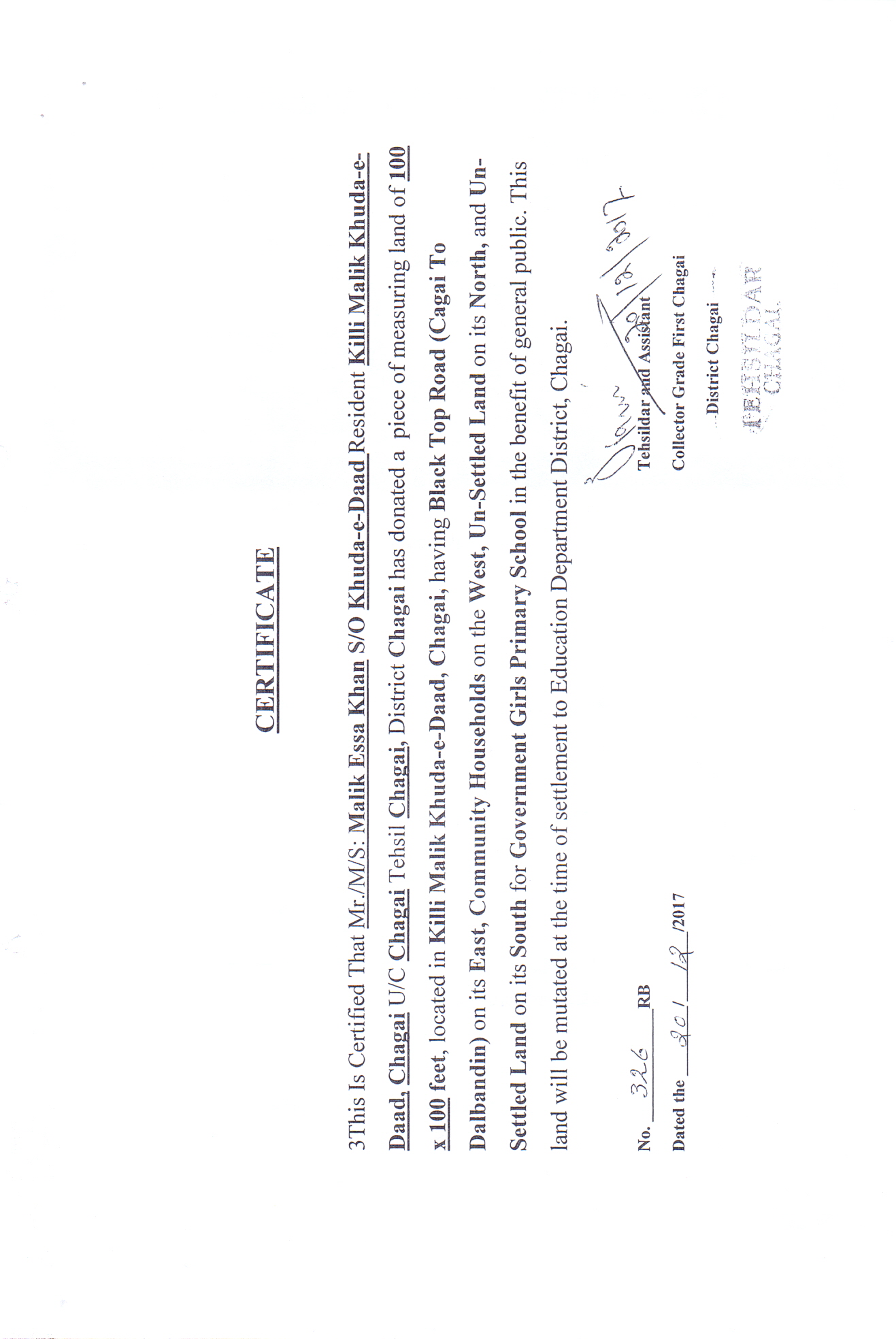 Land Mutation Notification