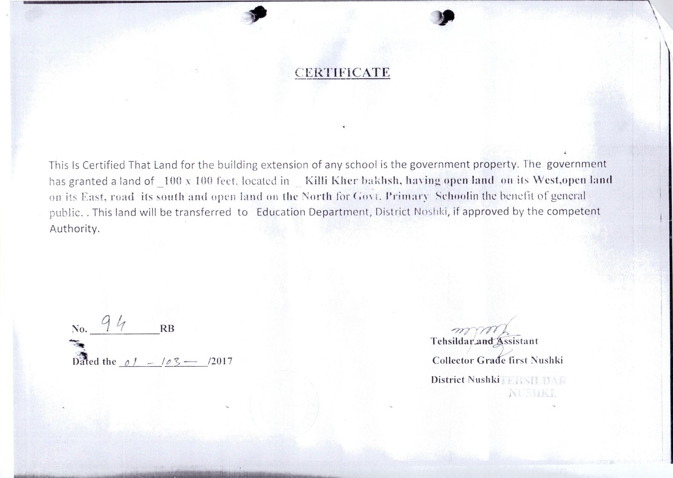 Land Mutation Notification