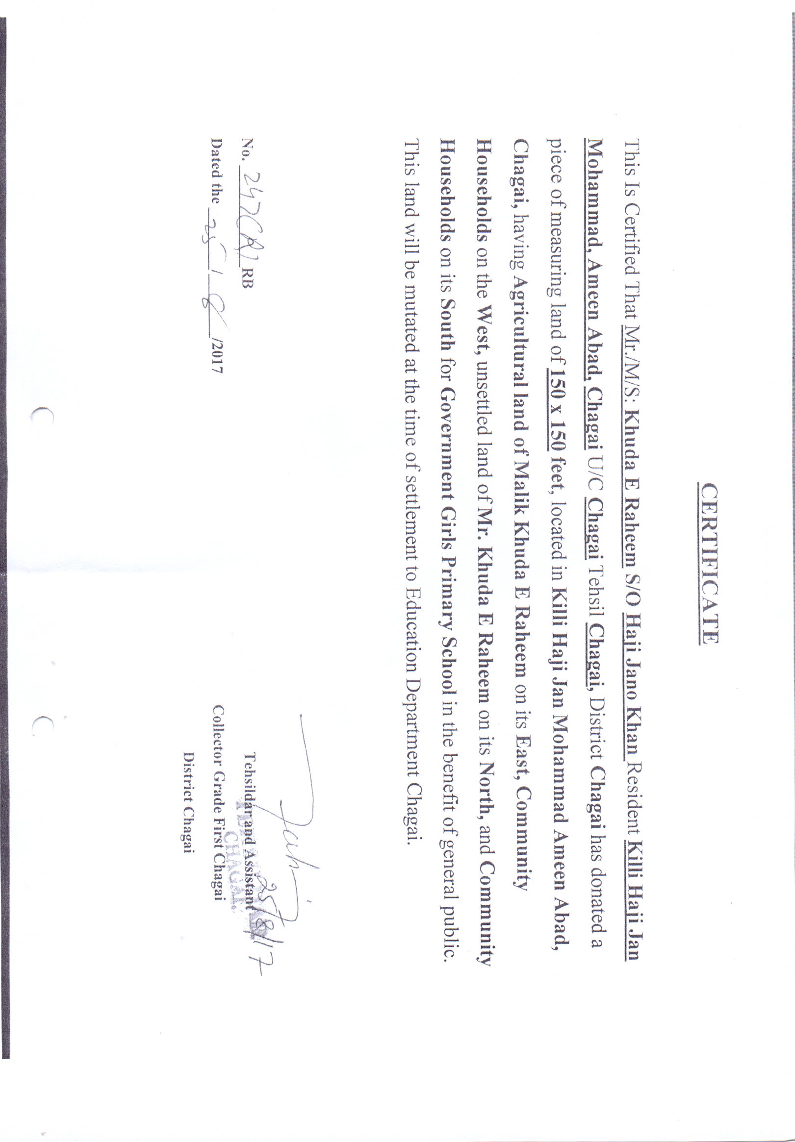 Land Mutation Notification