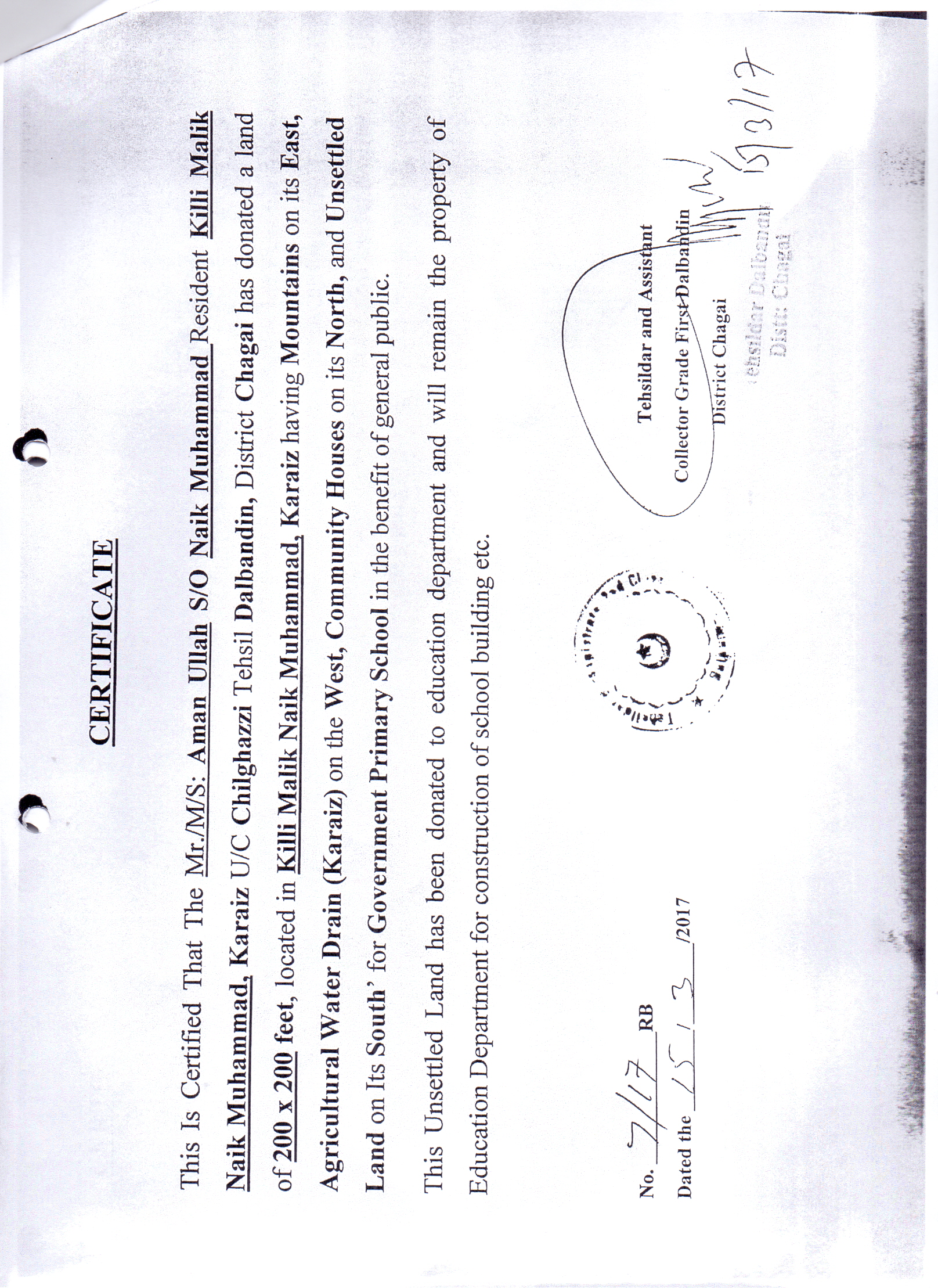 Land Mutation Notification