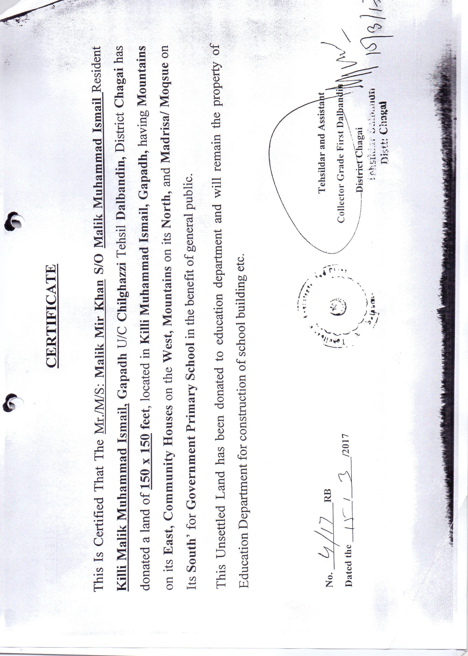 Land Mutation Notification