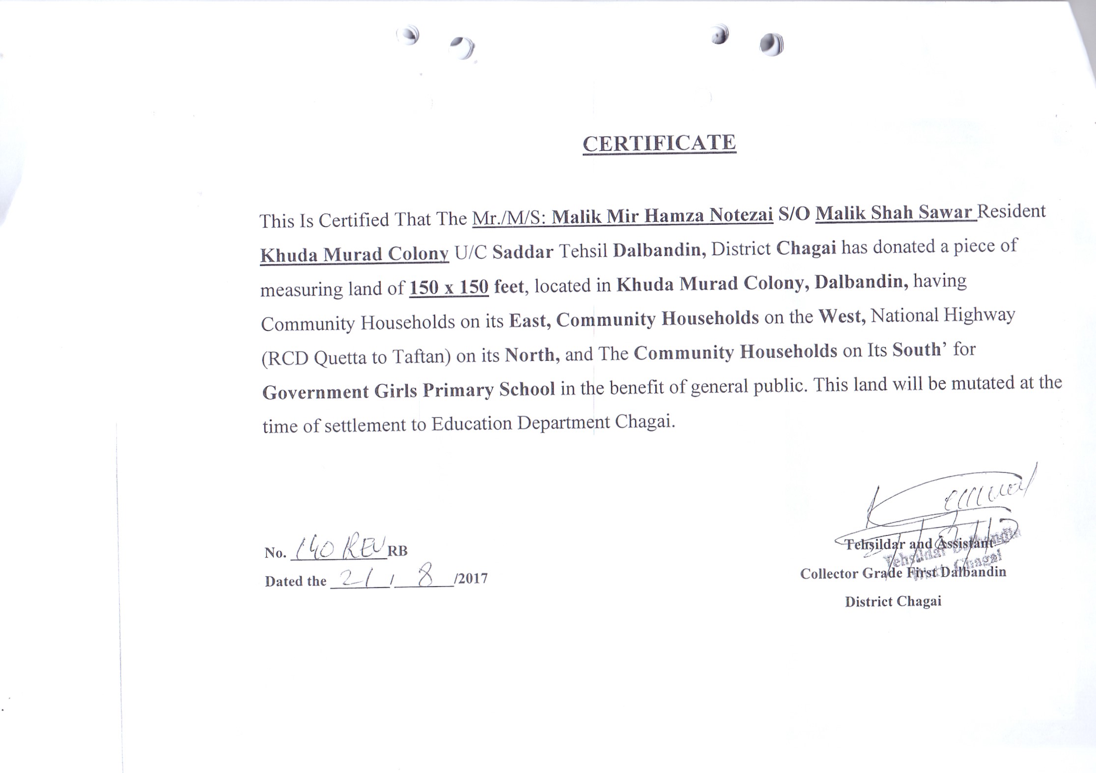 Land Mutation Notification