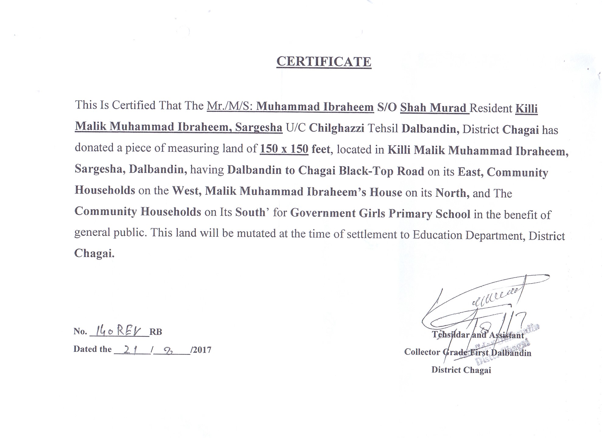 Land Mutation Notification