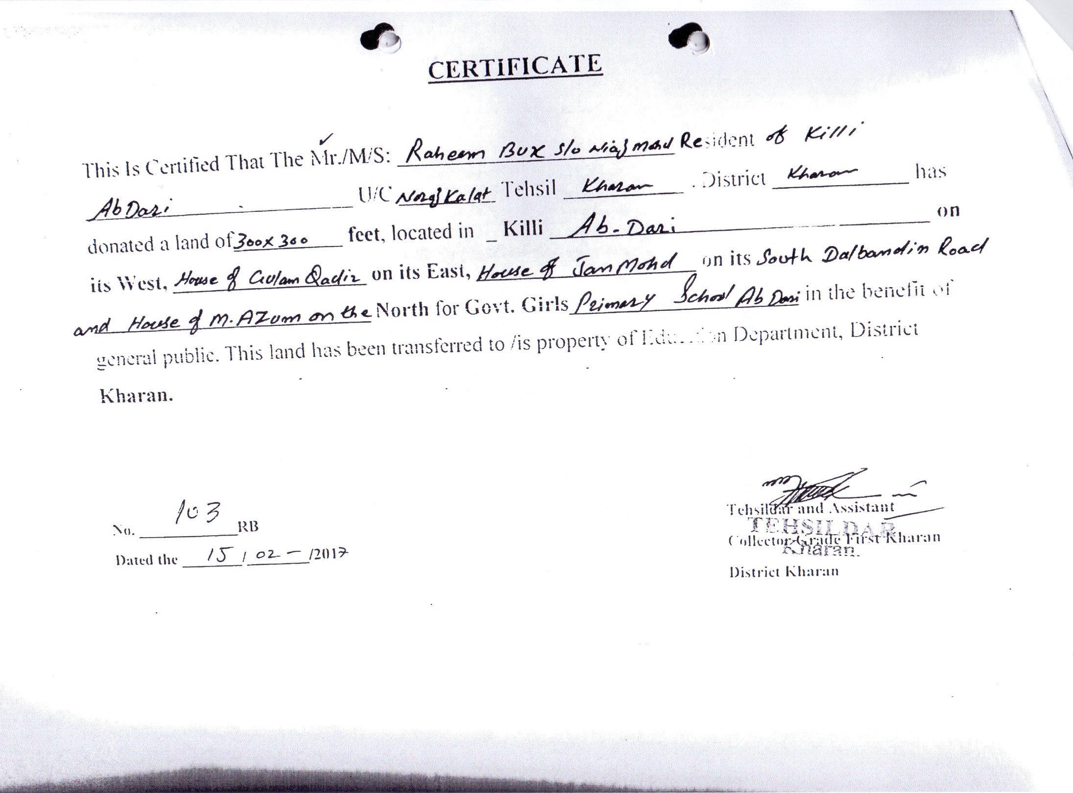 Land Mutation Notification