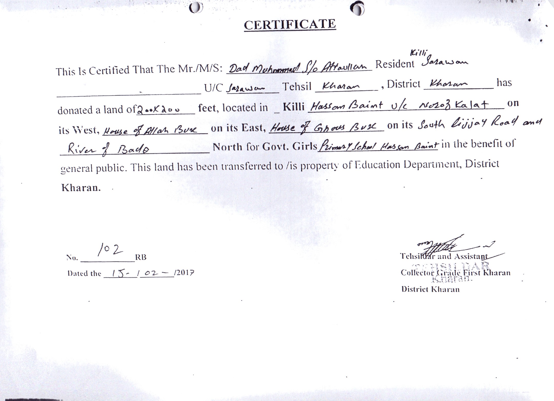 Land Mutation Notification